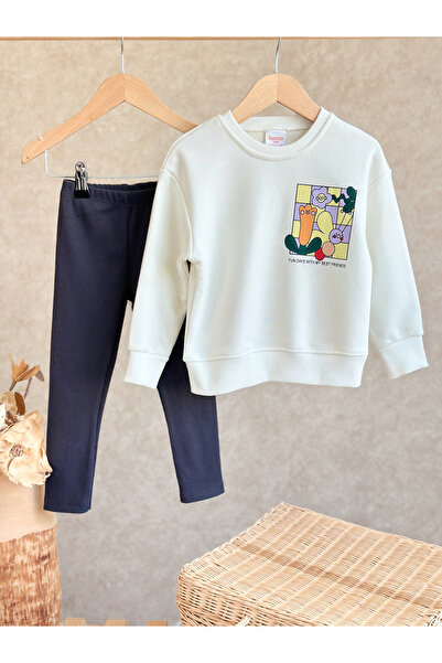 Pinkitokids Fun Days Printed Girl's Sweatshirt and Leggings Set