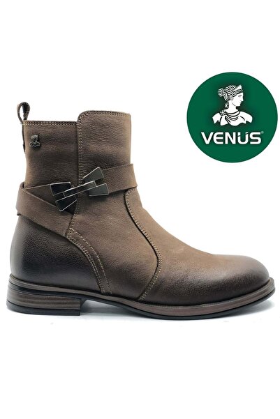 Venüs Kay Genuine Leather Flat Non-Slip Sole Orthopedic Women's Boots Taba