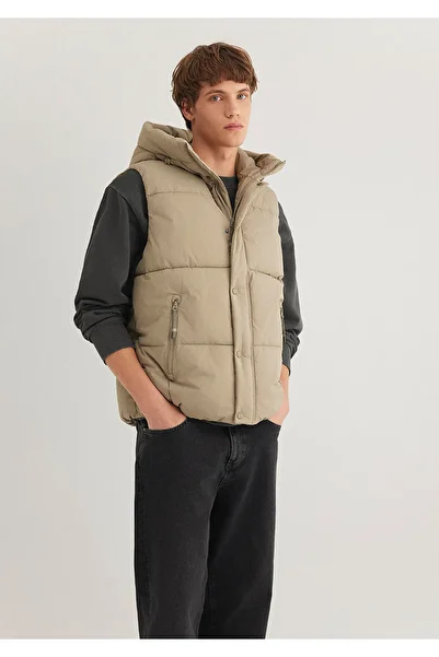 Mavi Beige Hooded Puffer Vest Regular Fit 0110306 -86749