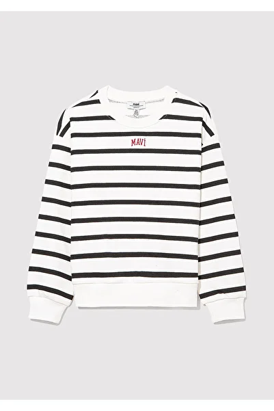 Mavi Schwarzes Sweatshirt mit Streifen und Logo-Aufdruck 7s10038-900