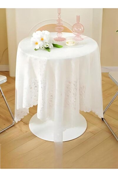 Generic White Round Tablecloths Polyester Table Cloth Bulk Washable Polyester Fabric Tablecloths Table
