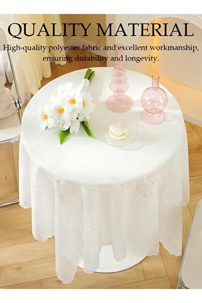 Generic White Round Tablecloths Polyester Table Cloth Bulk Washable Polyester Fabric Tablecloths Table