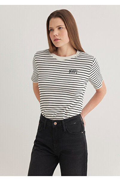 Mavi Černé pruhované tričko s logem Regular Fit / Regular Fit1612224-85143