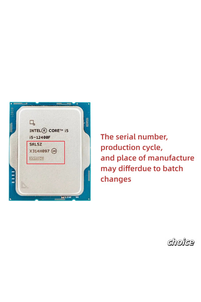 Choice معالج Intel core i5 12400F بسرعة 2.5 جيجاهرتز، سداسي النواة، 12 خيطًا، 65 واط، LGA 1700، بدون مبرد، ليس جديدًا تمامًا