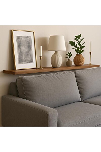 pinoxi Koltuk Arkası Masif AHŞAP 200cm Uçan Raf Duvar Rafı 200 Cm