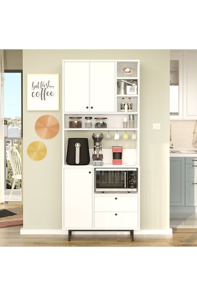 Yurupa Latte Serisi Kahve Köşesi Çok Amaçlı Dolap Mutfak Dolabı Beyaz LAT6-W