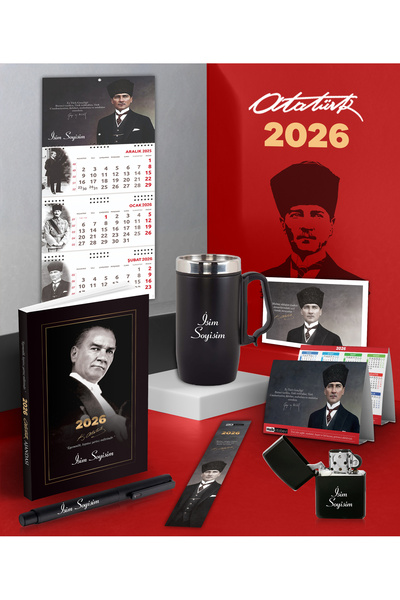 Halk Kitabevi Personalized2026 Ataturk Gazi Pasha Agenda-Termos Cup-Gazi Wall Calendar-Metal Pen and Lighter