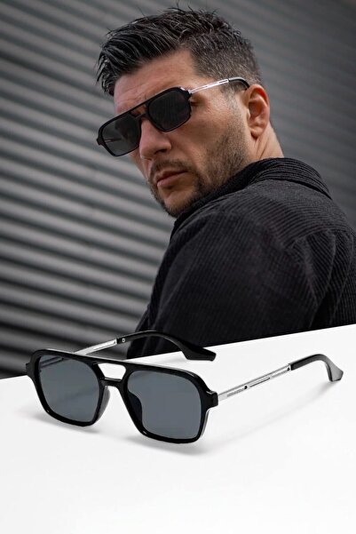 REN EYEWEAR نظارة شمسية مارلا سوداء كلاسيكية مربعة للرجال /