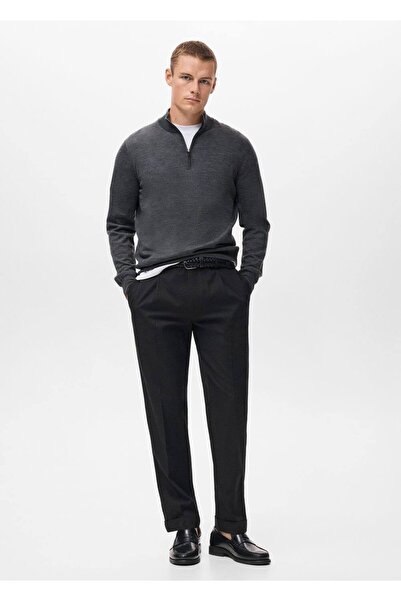 MANGO Man %100 merinos yün perkins yaka kazak