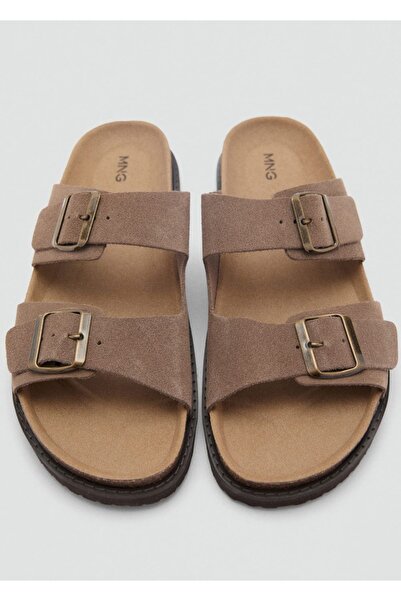 MANGO Man Tokalı deri sandalet