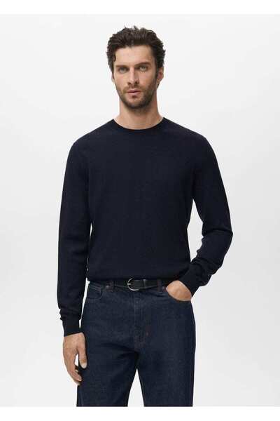 MANGO Man %100 yün yuvarlak yakalı kazak