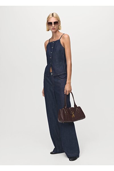 MANGO Woman Bluză din denim cu nasturi