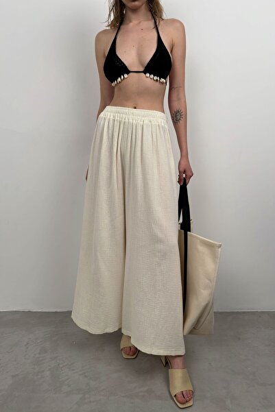 THEIA WEAR Thick Belt Linen Ecru Trousers