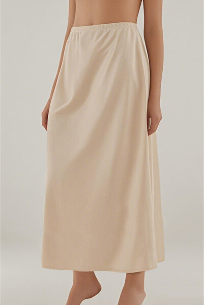 Lorelm Battal Tam Boy Jüpon Uzun Etek Astarı Ten Rengi Jipon