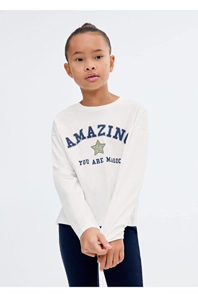 MANGO Kids İşlemeli desenli tişört