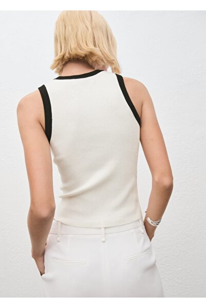 MANGO Woman Kontrast şeritli triko bluz