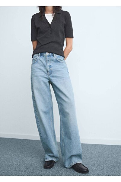 MANGO Woman Orta belli barrel jean pantolon