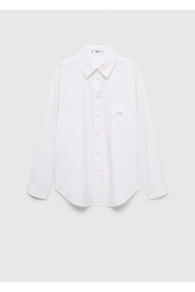 MANGO Woman Dekoratif düğmeli pamuklu gömlek