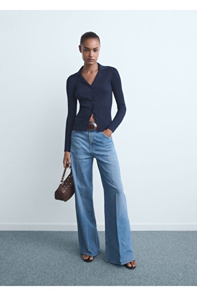 MANGO Woman Yüksek belli Wideleg jean
