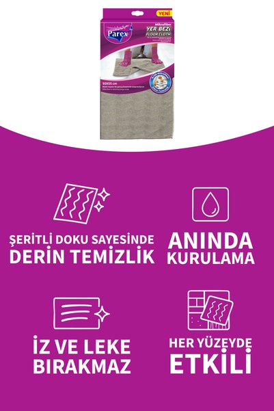 Parex Mikrofiber Yer Bezi 50 x 55 cm İkili Set