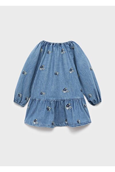 MANGO Baby Çiçek işlemeli kot elbise