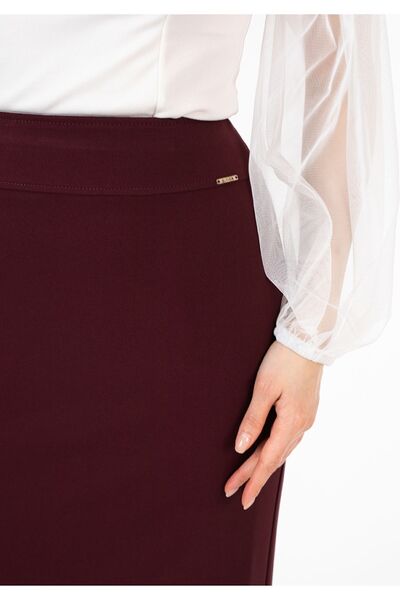 G-Line Claret Red Maxi Skirt - Classic Design with Back Zipper and Slit