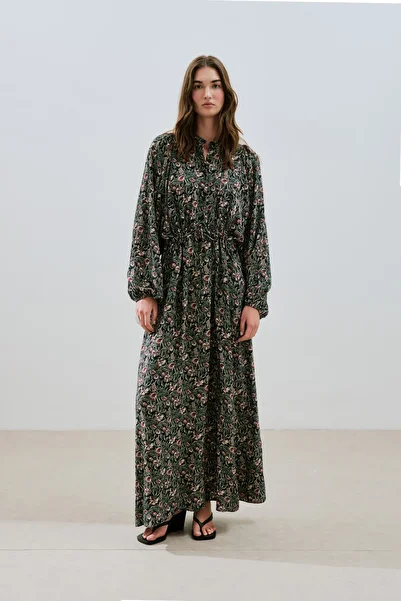 Manuka Patterned Viscosin Tie Dress Vintage Floral