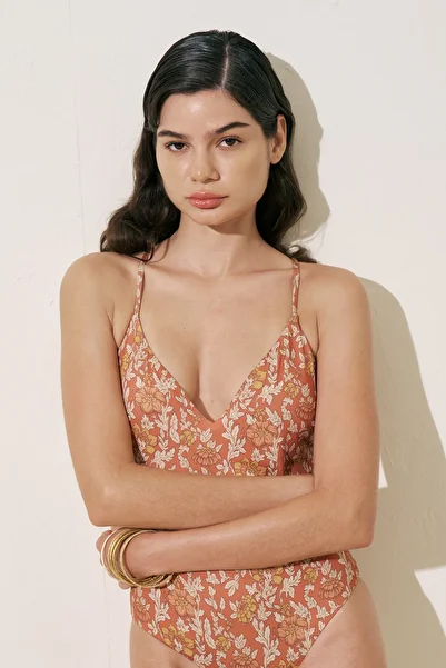 Manuka Patterned Cross Strap Swimsuit Terra Floral