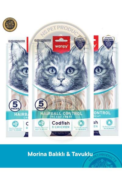 Wanpy Hairball Control - Tüy Yumağı Önleyici Morina Balık & Tavuk Kedi Krema ...