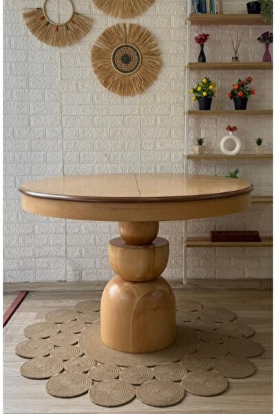 silla Concept Boğum Ayaklı Masa Ahşap Yuvarlak Naturel Renkli Açılır Masa (ÇAP 110 CM)