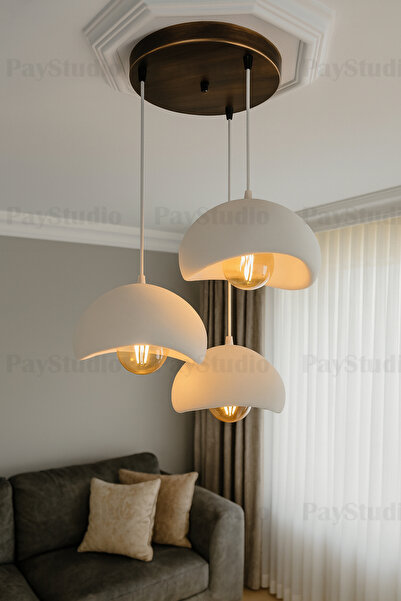 PayStudio Beton Görünüm 3 Lü Sarkıt Avize Bohem Modern Rustik (E27 Ampul Hediyedir.)