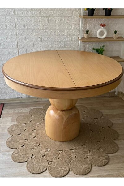 silla Concept Boğum Ayaklı Masa Ahşap Yuvarlak Naturel Renkli Açılır Masa (ÇAP 110 CM)