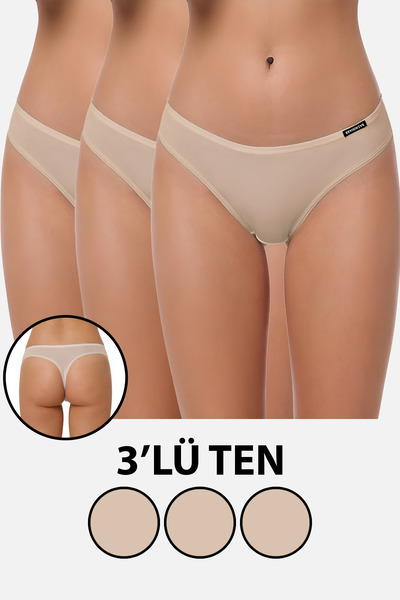 BRAINWEAR Women's 3 Pack Lycra Cotton Thong