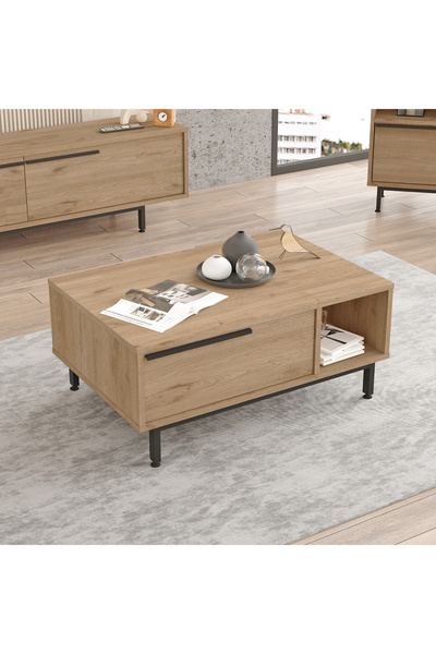 Yurupa Bohem Orta Sehpa 60x90cm Metal Ayaklı Kapaklı Sepet BOH2-S