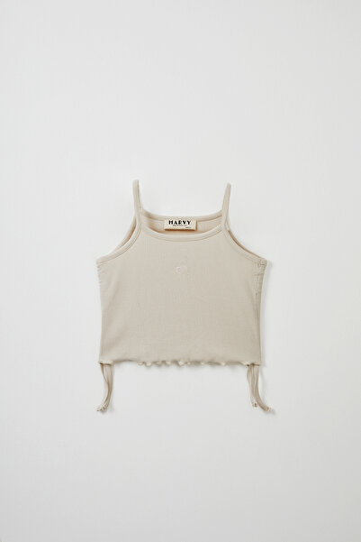 Marvy Ecru Ribbed Strap Blouse - Mini Shorts