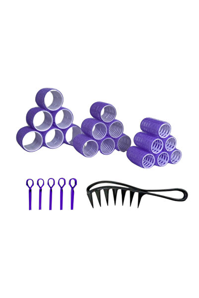 Croc 1237 Set de ondulatori violet, 37 piese, 18 ondulatori, 18 cleme pentru ...
