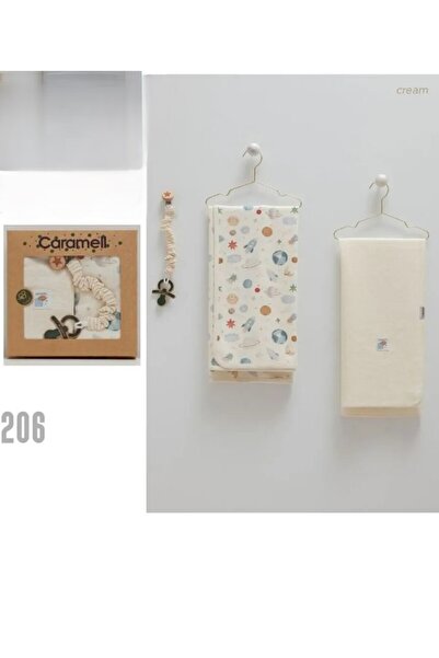Caramell My Baby Beach 80X90 cm 1Pc Combed Cotton 1Pc Muslin Blanket 1Pc Pacifier Strap Set of 3 Boxed 2208