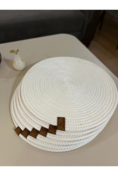 VELLORA HOME 6'Lı Beyaz Renk Supla Takımı American Servis 32cm çap Hasır Örgü...