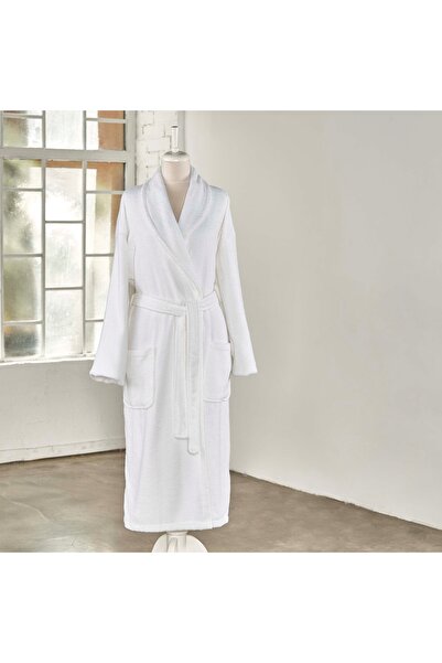 Linens Halat de baie din bumbac moale alb M