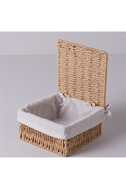 Linens Carry 17x17x9 cm Kapaklı Sepet Naturel