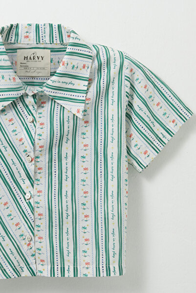 Marvy Palm Patterned Shirt Short Set
