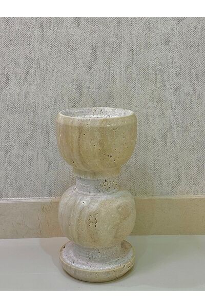 Dekoratif Ev Dekorasyon Aksesuar ,Büyük Boy Doğal Mermer Saksı 45cm ,Vazo