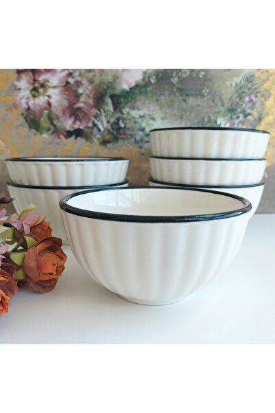 SERANO 6'lı Yuvarlak 12 Cm Çorba Kasesi Takımı Çerezlik Sosluk Reçellik Hediye Seramik Kase Komposto Seti