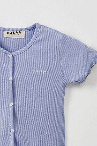 Marvy Blue Ribbed Tshirt - Leggings Set