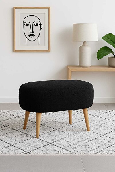 eda hacıoğlu edam bedding group Teddy Oval Puf Bench Ahşap Retro Ayak Dekorat...