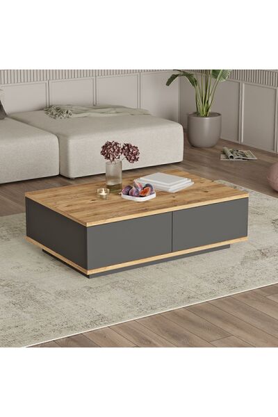 Yurupa Aven Orta Sehpa 60x90cm 2 Kapaklı Çam-Antrasit AVE14-AA