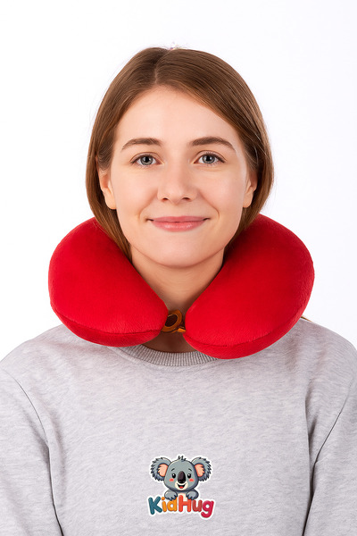 KidHug Plush Neck Pillow for Elders, with Silicone Hard Suitcase and Snap Fasteners