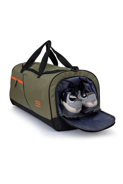 Solo Bag Geantă de fitness și călătorie sport unisex kaki de dimensiuni mari, cu termos pentru ochi pentru pantofi