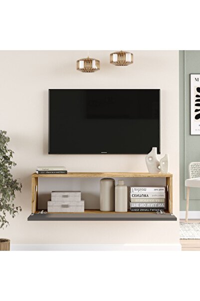 Yurupa Aven Tv Ünitesi Tv Sehpası Kapaklı 100cm Çam-Antrasit AVE12-AA