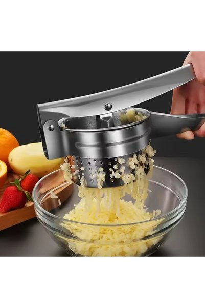 Russet Patates Ezici Büyük Hazneli Püre Ezeceği Full Krom Metal 26,5 cm